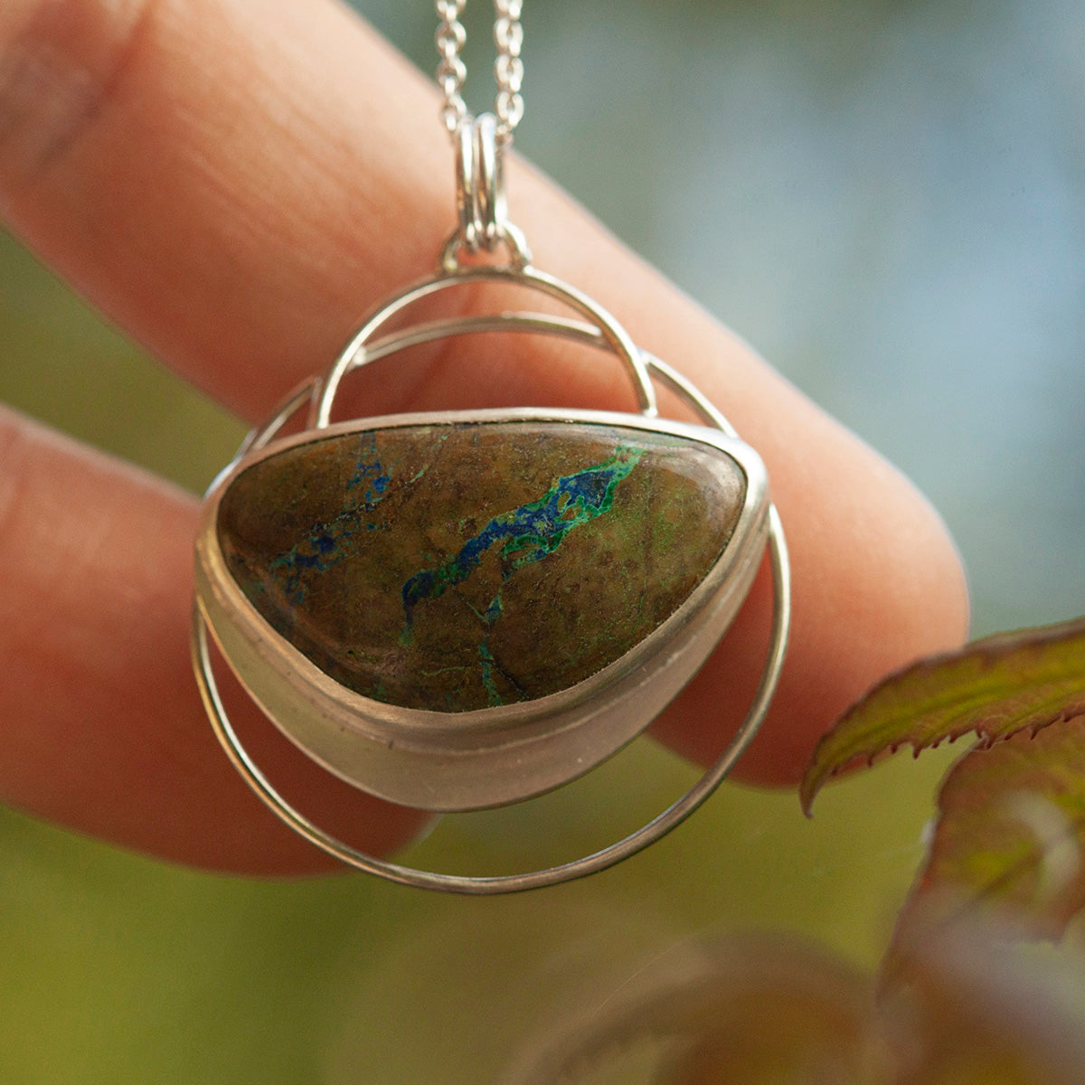 Pendentif en pierre pièce unique #28 • azurite verte (prêt à expédier)