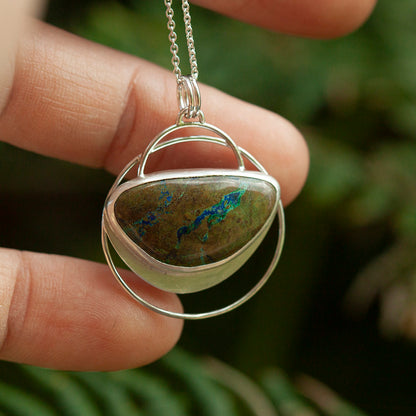 Pendentif en pierre pièce unique #28 • azurite verte (prêt à expédier)