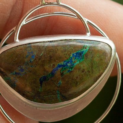Pendentif en pierre pièce unique #28 • azurite verte (prêt à expédier)