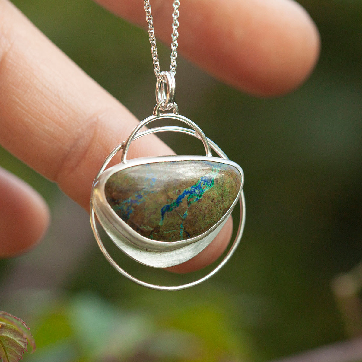 Pendentif en pierre pièce unique #28 • azurite verte (prêt à expédier)