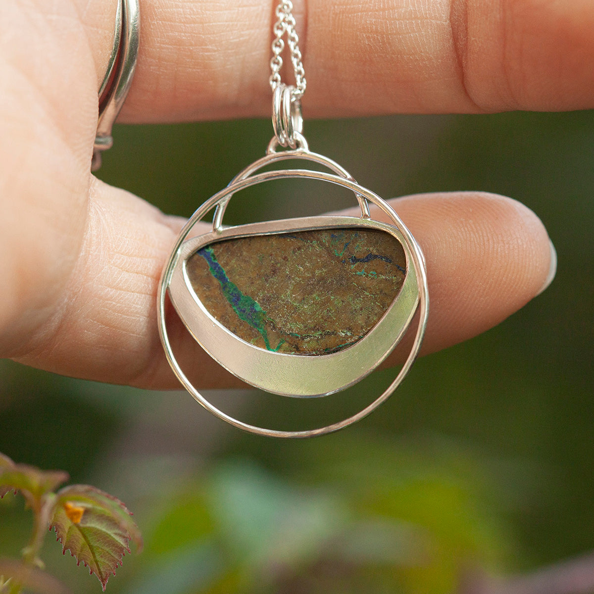 Pendentif en pierre pièce unique #28 • azurite verte (prêt à expédier)