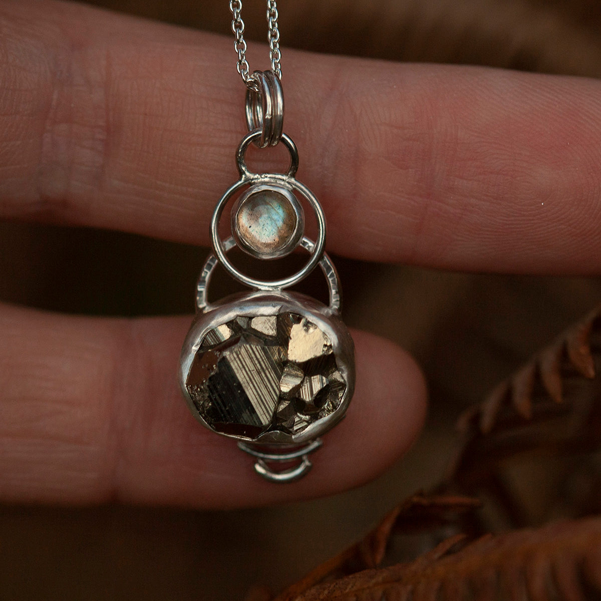 OOAK Osmose pendant #16 • pyrite & labradorite (ready to ship)