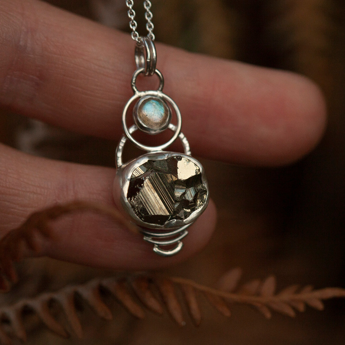 OOAK Osmose pendant #16 • pyrite & labradorite (ready to ship)