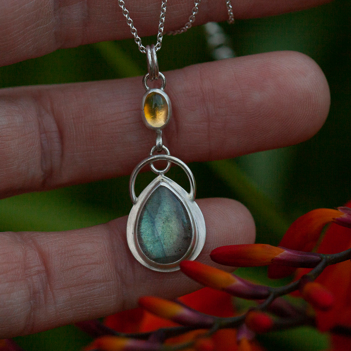 OOAK Osmose pendant #18 • labradorite & opal (ready to ship)