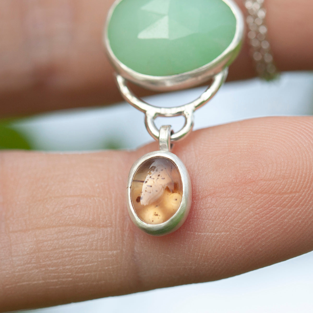 OOAK Osmose pendant #23 • chrysoprase & agate (ready to ship)