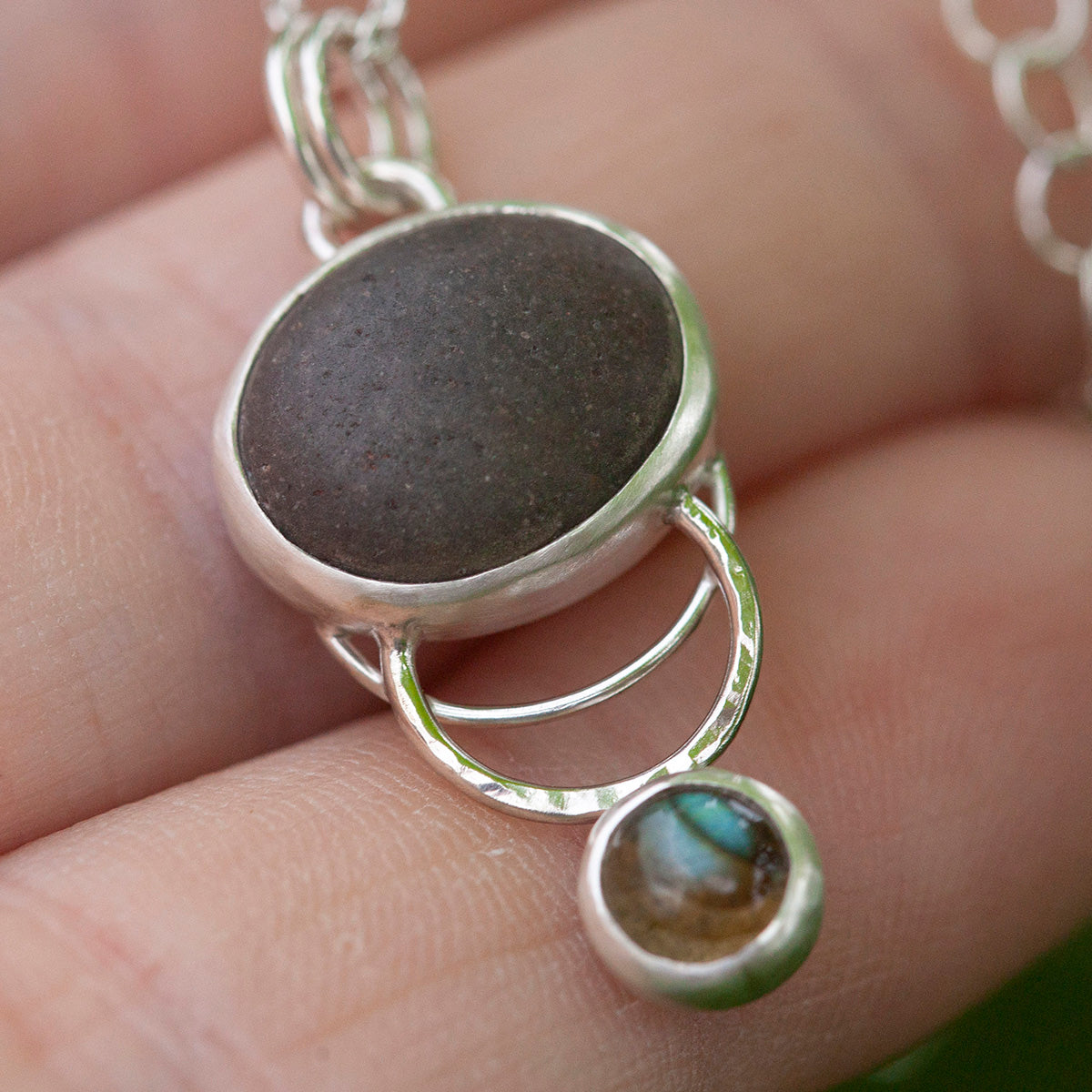 OOAK Osmose pendant #30 • beach pebble & labradorite (ready to ship)