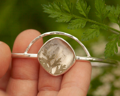 OOAK bracelet with captured plant #1 • rutilated quartz (ready to ship)