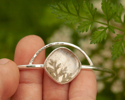 OOAK bracelet with captured plant #1 • rutilated quartz (ready to ship)