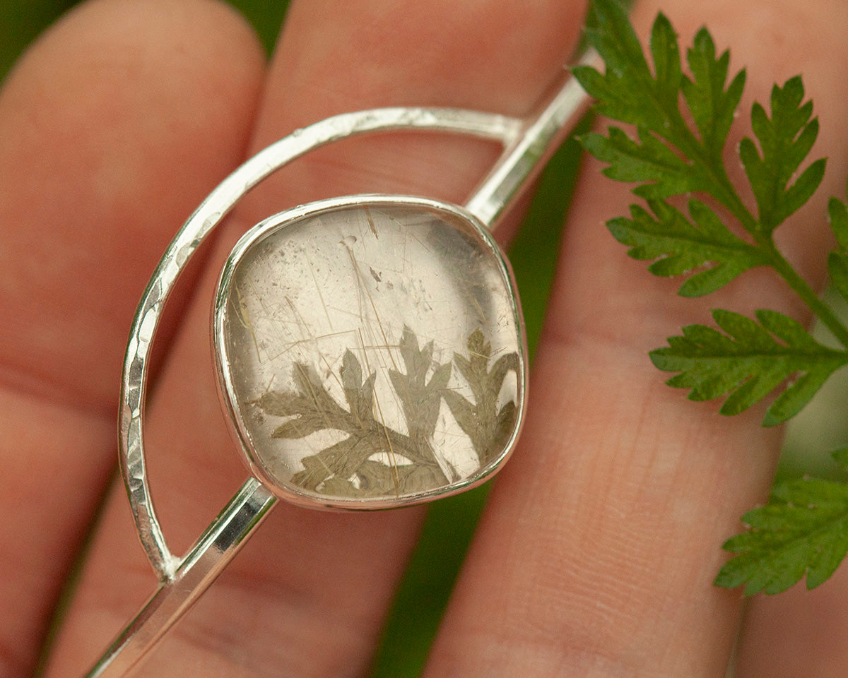 OOAK bracelet with captured plant #1 • rutilated quartz (ready to ship)