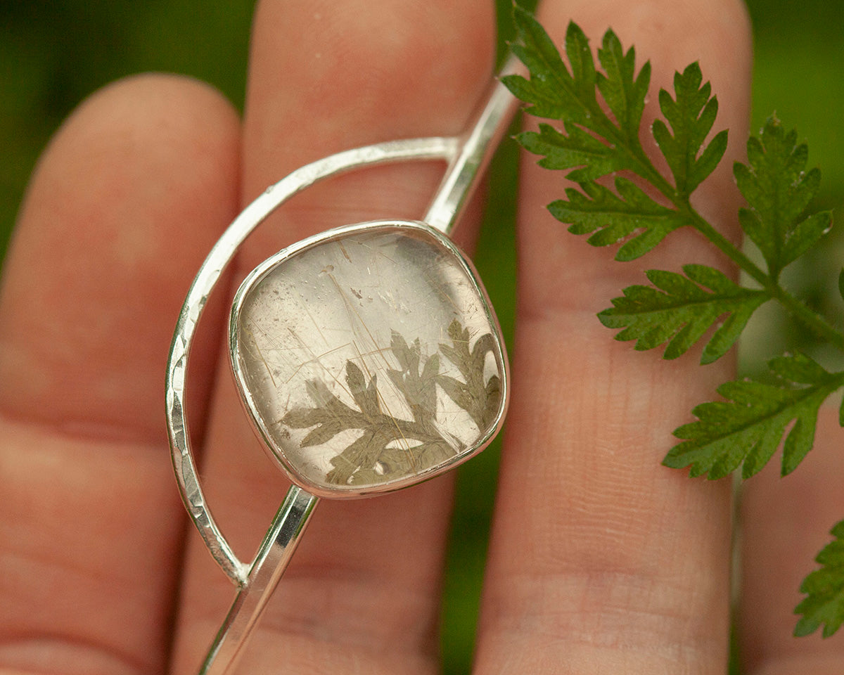 OOAK bracelet with captured plant #1 • rutilated quartz (ready to ship)