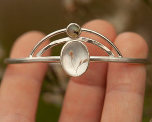 OOAK bracelet with captured plant #2 • quartz & labradorite (ready to ship)