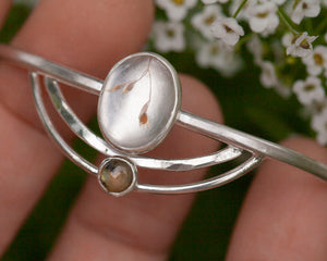 OOAK bracelet with captured plant #2 • quartz & labradorite (ready to ship)