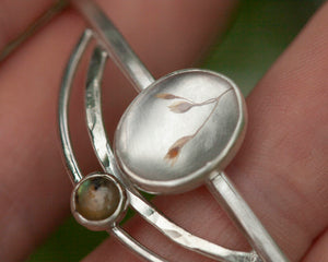 OOAK bracelet with captured plant #2 • quartz & labradorite (ready to ship)