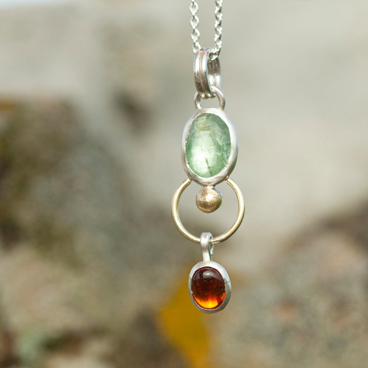 OOAK Osmose pendant # 31 in Silver & solid 18K gold, kyanite & citrine (ready to ship)