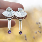 Lade das Bild in den Galerie-Viewer, OOAK Aina earrings #7 • White labradorite &amp; Amethyst (ready to ship)
