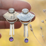 Lade das Bild in den Galerie-Viewer, OOAK Aina earrings #7 • White labradorite &amp; Amethyst (ready to ship)
