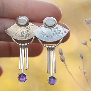 OOAK Aina earrings #7 • White labradorite & Amethyst (ready to ship)