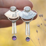 Lade das Bild in den Galerie-Viewer, OOAK Aina earrings #7 • White labradorite &amp; Amethyst (ready to ship)
