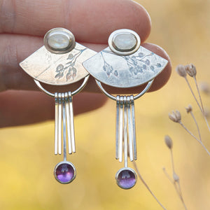 OOAK Aina earrings #7 • White labradorite & Amethyst (ready to ship)