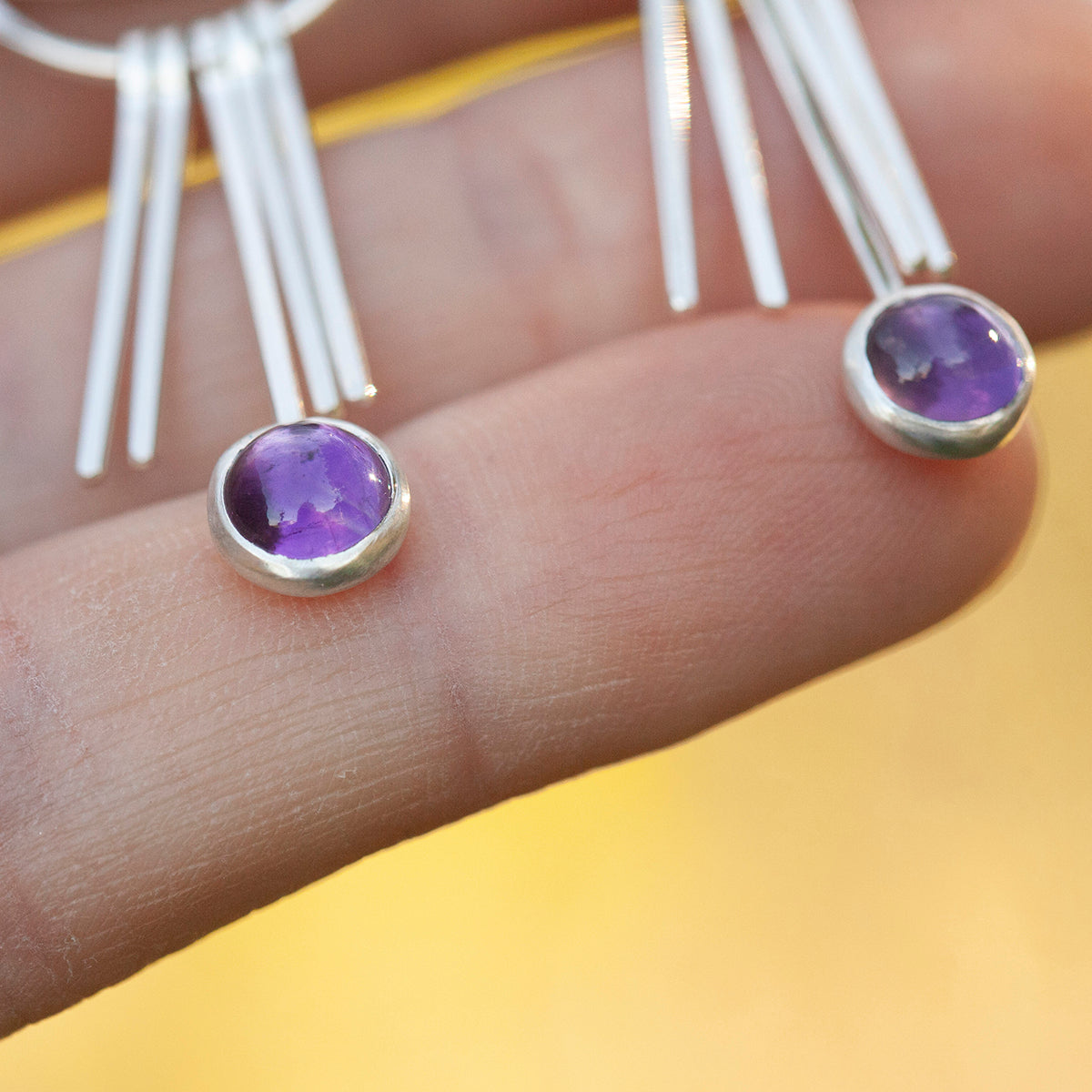 OOAK Aina earrings #7 • White labradorite & Amethyst (ready to ship)