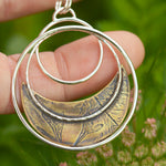 Lade das Bild in den Galerie-Viewer, OOAK • Vegetal Moon pendant #23 • silver &amp; brass (ready-to-ship)
