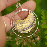 Lade das Bild in den Galerie-Viewer, OOAK • Vegetal Moon pendant #24 • silver &amp; brass (ready-to-ship)
