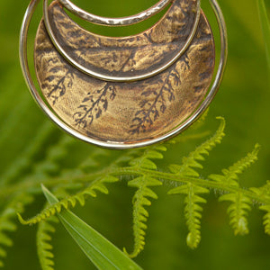 OOAK • Vegetal Moon pendant #25 • silver & brass (ready-to-ship)