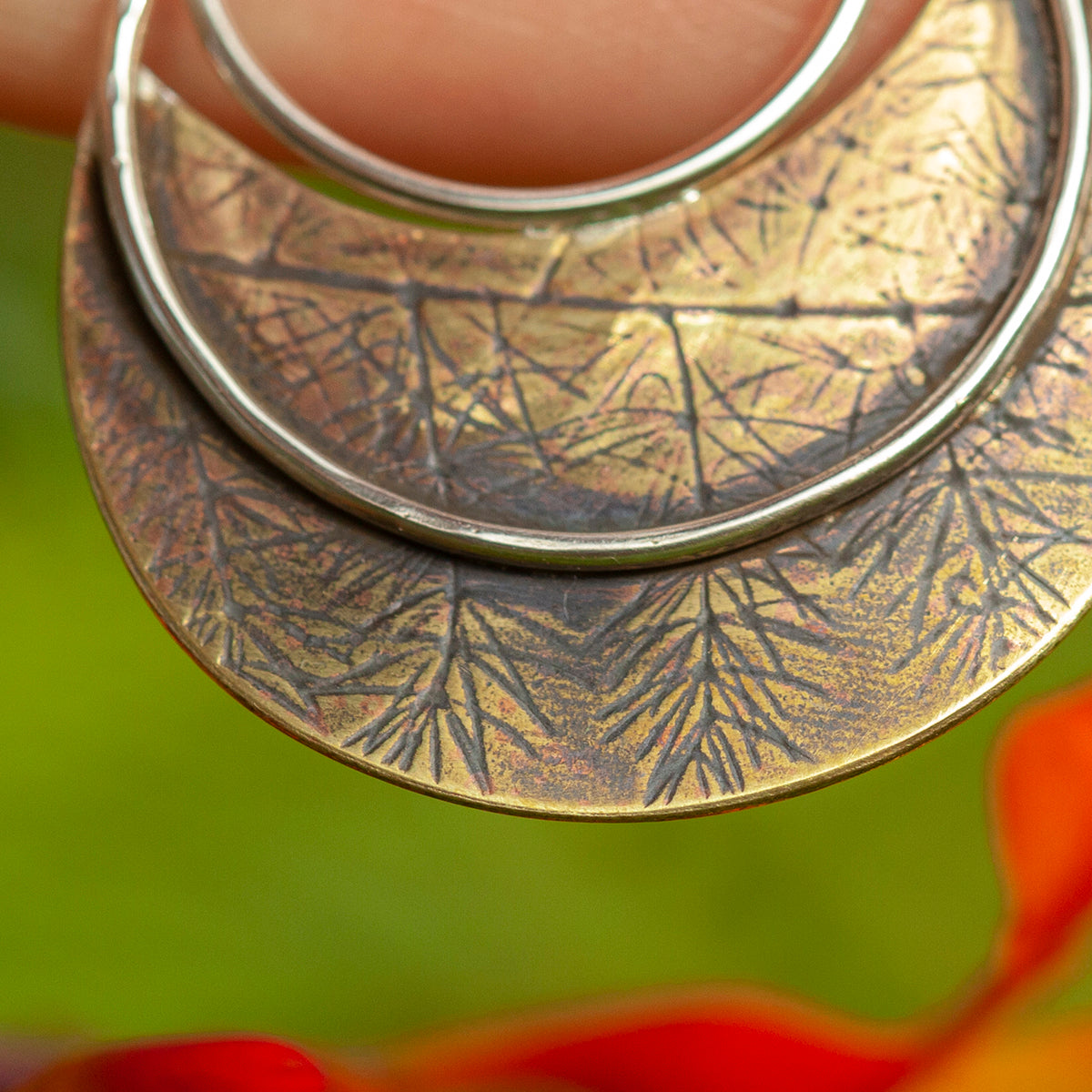 Pieza única • Colgante Vegetal Moon #26 • plata y latón (listo para enviar)