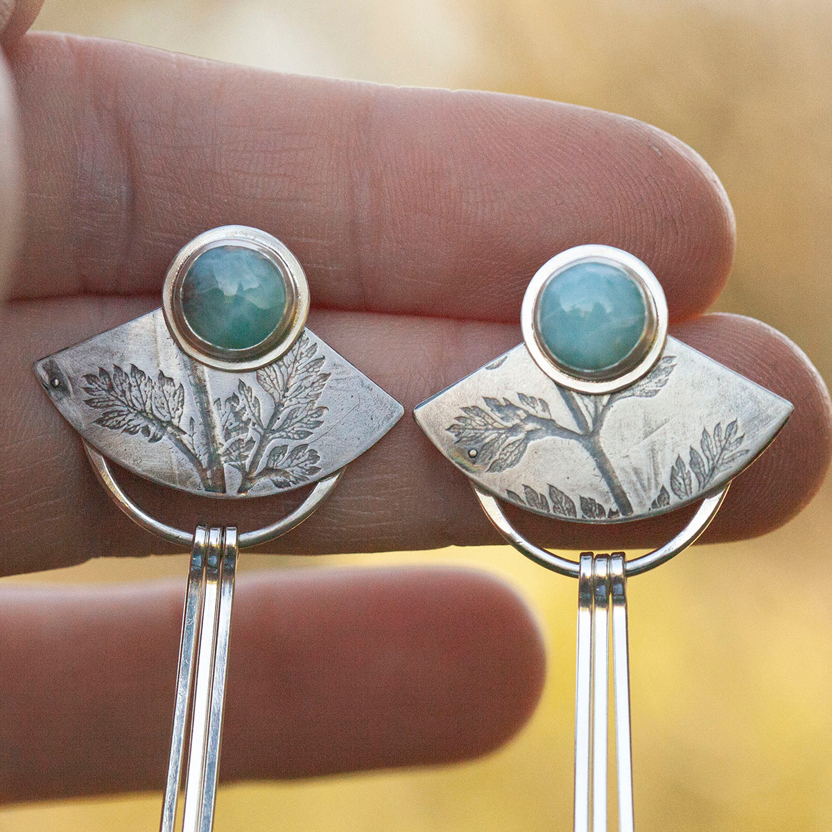 OOAK Vegetal Elira earrings #14 • Larimar (ready to ship)