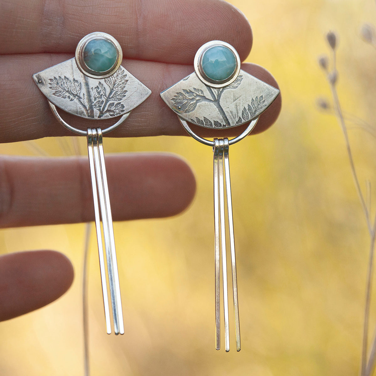 OOAK Vegetal Elira earrings #14 • Larimar (ready to ship)