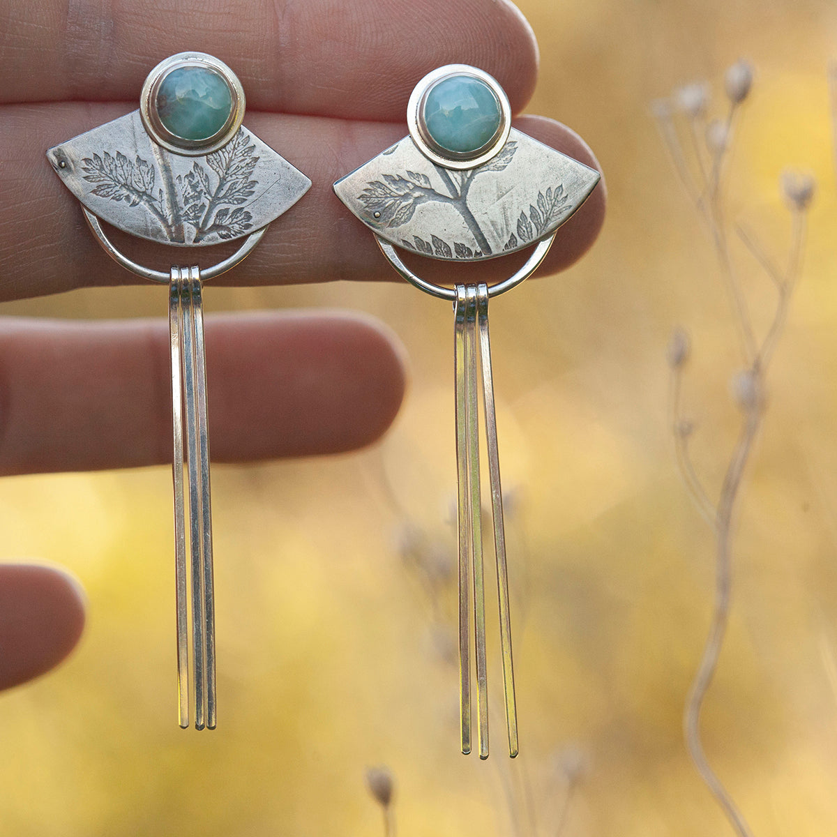 OOAK Vegetal Elira earrings #14 • Larimar (ready to ship)