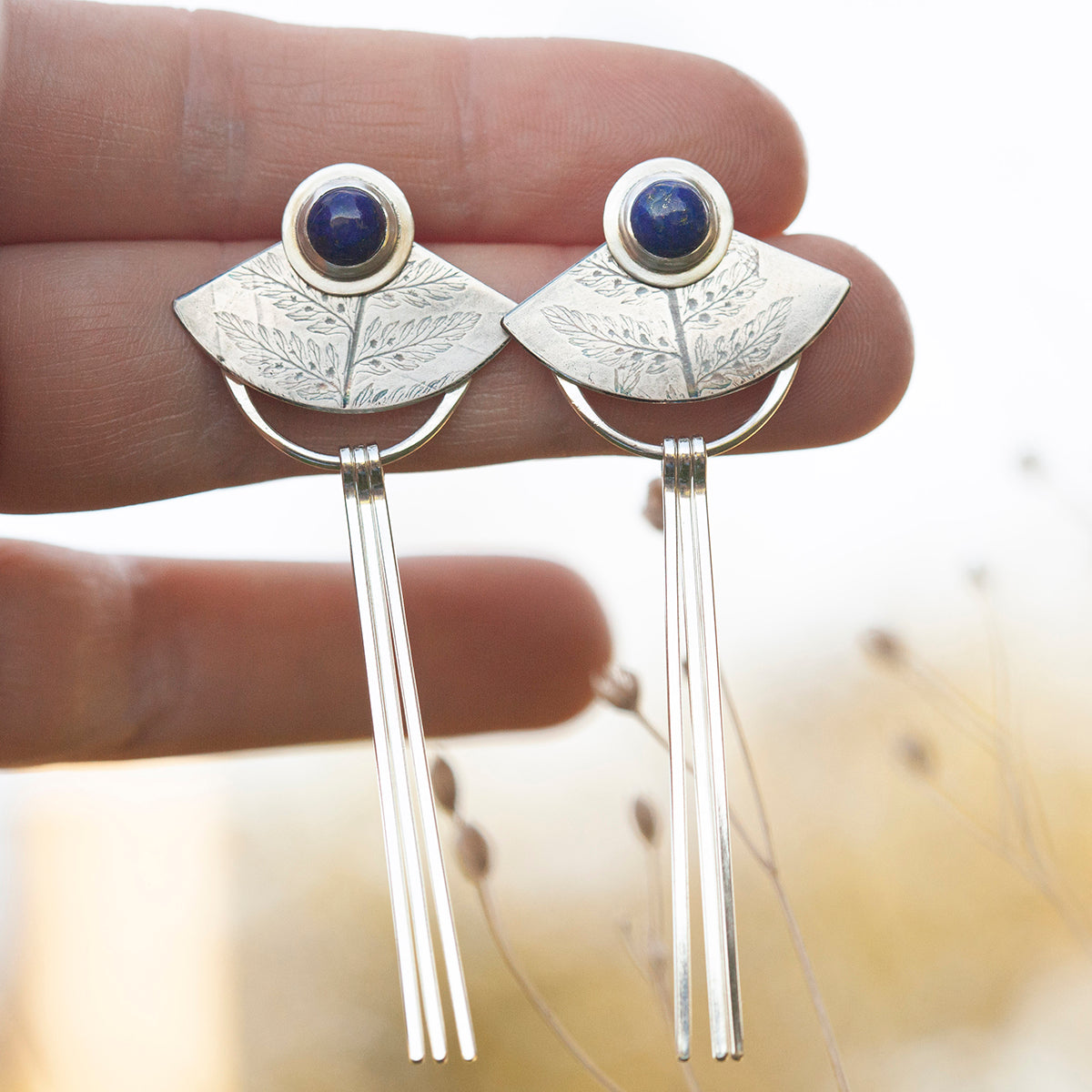 OOAK Vegetal Elira earrings #15 • Lapis Lazuli (ready to ship)