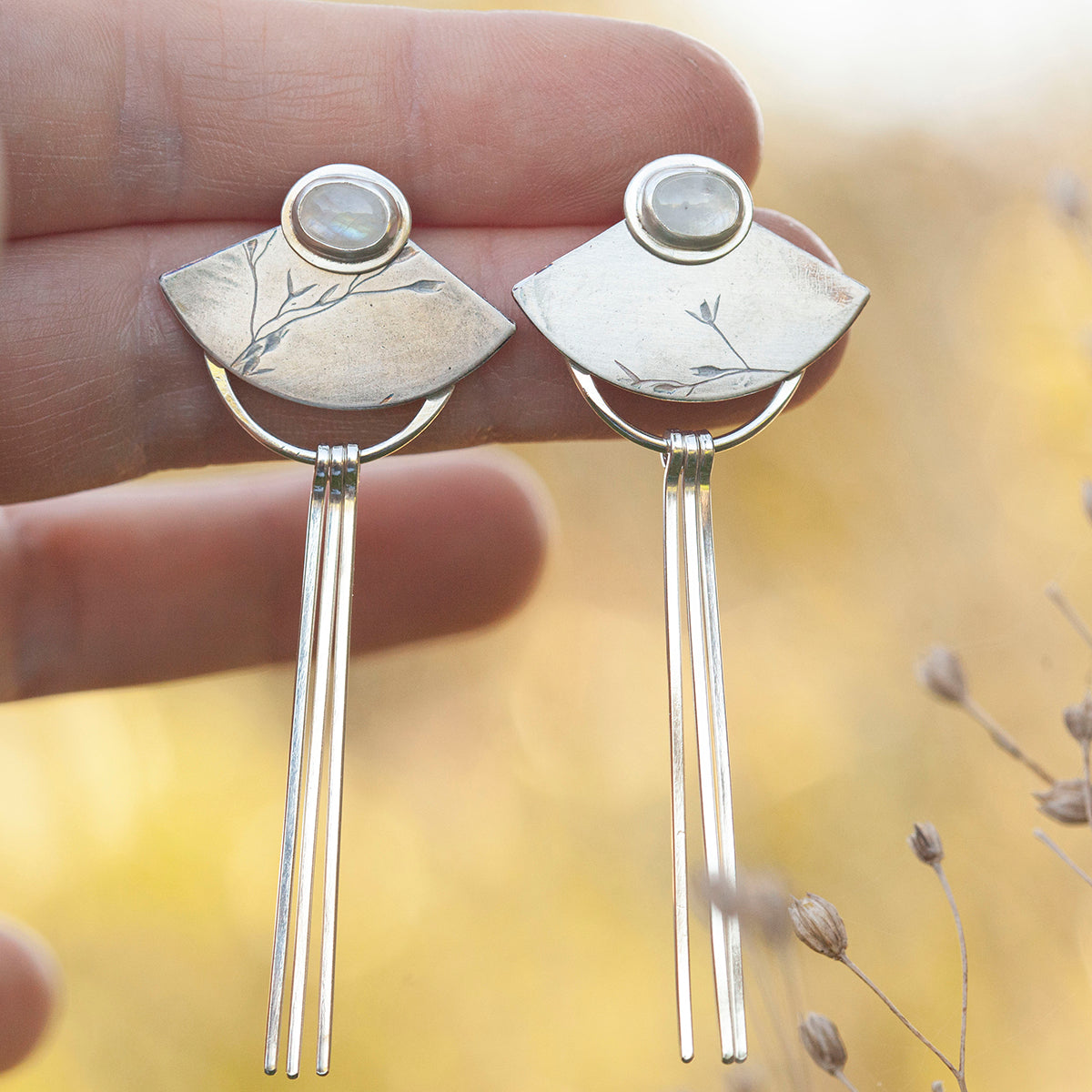 OOAK Vegetal Elira earrings #16 • White Labradorite (ready to ship)