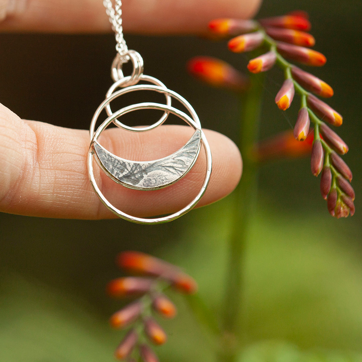 OOAK • Vegetal Moon pendant #17 • silver (ready-to-ship)