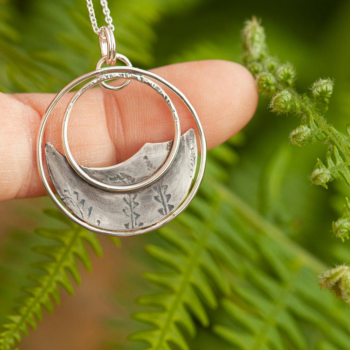 OOAK • Vegetal Moon pendant #18 • silver (ready-to-ship)