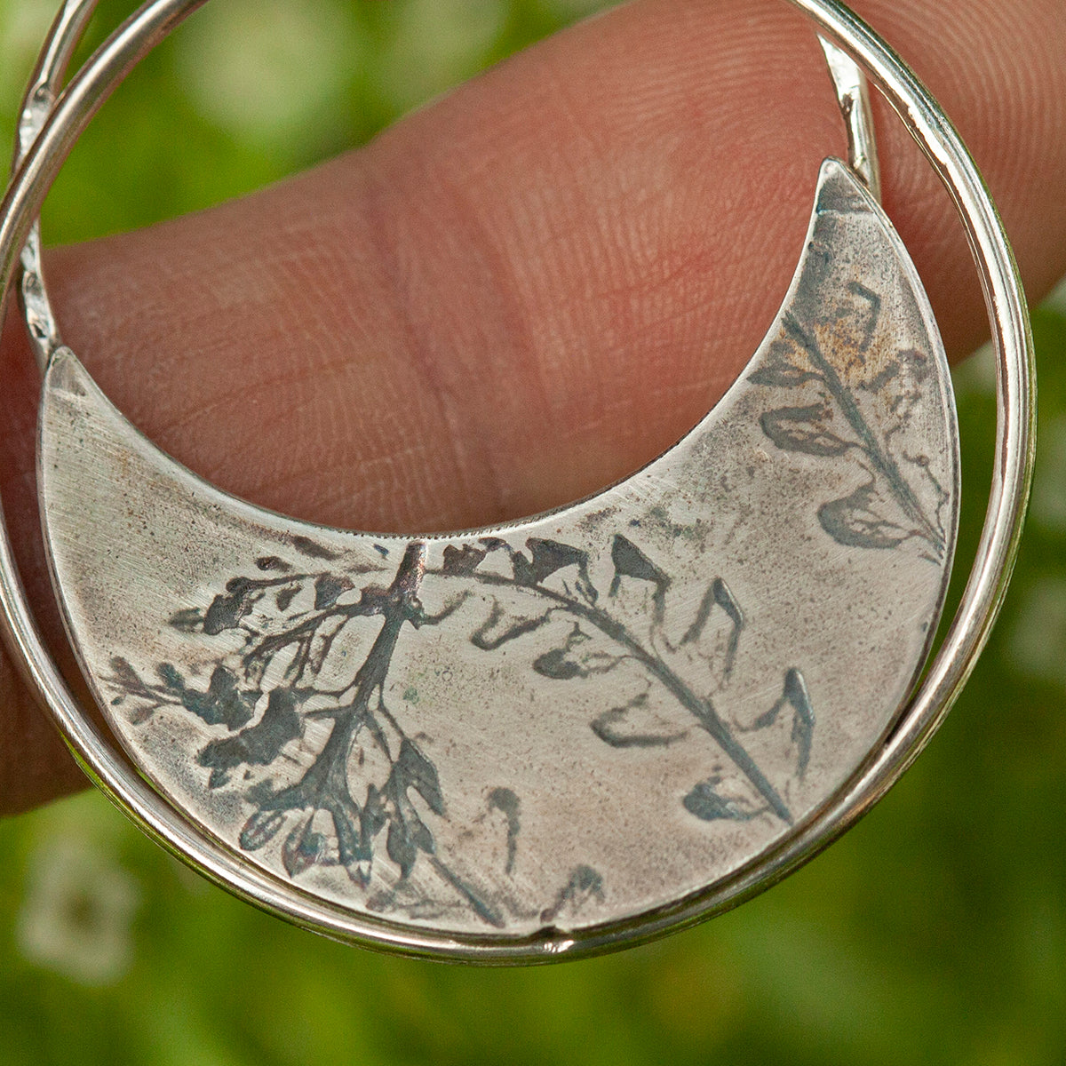 OOAK • Vegetal Moon pendant #19 • silver (ready-to-ship)