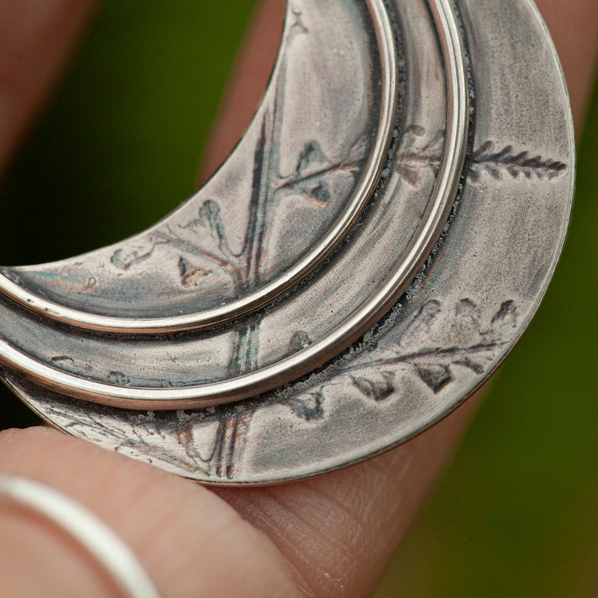 OOAK • Vegetal Moon pendant #16 • silver (ready-to-ship)