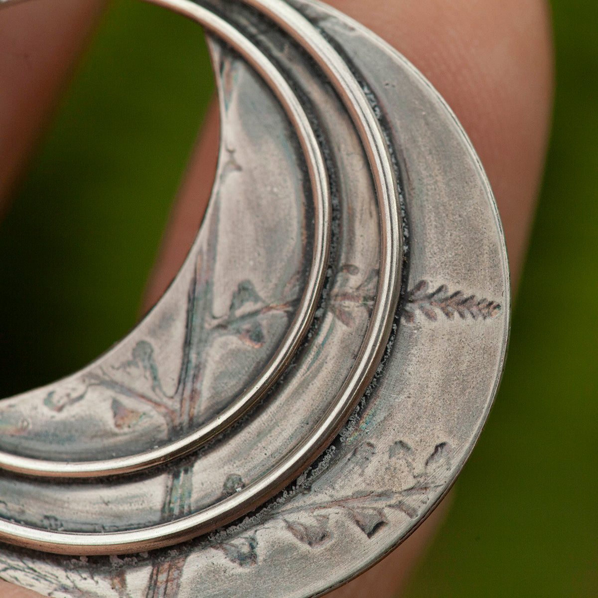 OOAK • Vegetal Moon pendant #16 • silver (ready-to-ship)