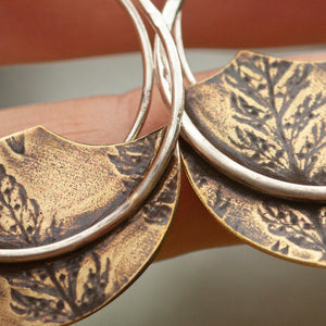 OOAK • Vegetal Moon earrings #18 • silver & brass (ready-to-ship)