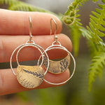 Lade das Bild in den Galerie-Viewer, OOAK • Vegetal Moon earrings #19 • silver &amp; brass (ready-to-ship)
