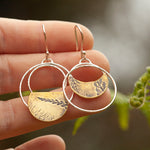 Lade das Bild in den Galerie-Viewer, OOAK • Vegetal Moon earrings #19 • silver &amp; brass (ready-to-ship)
