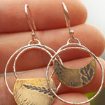 Lade das Bild in den Galerie-Viewer, OOAK • Vegetal Moon earrings #19 • silver &amp; brass (ready-to-ship)
