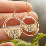 Lade das Bild in den Galerie-Viewer, OOAK • Vegetal Moon earrings #20 • silver &amp; brass (ready-to-ship)
