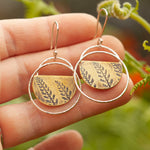 Lade das Bild in den Galerie-Viewer, OOAK • Vegetal Moon earrings #21 • silver &amp; brass (ready-to-ship)
