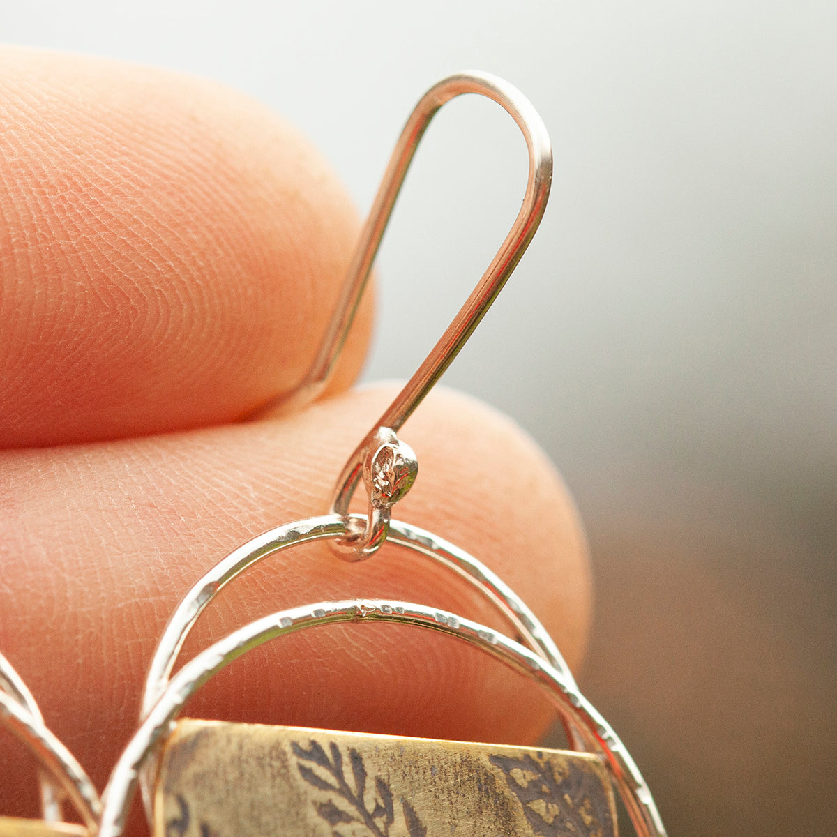 OOAK • Vegetal Moon earrings #21 • silver & brass (ready-to-ship)