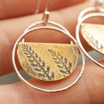 Lade das Bild in den Galerie-Viewer, OOAK • Vegetal Moon earrings #21 • silver &amp; brass (ready-to-ship)
