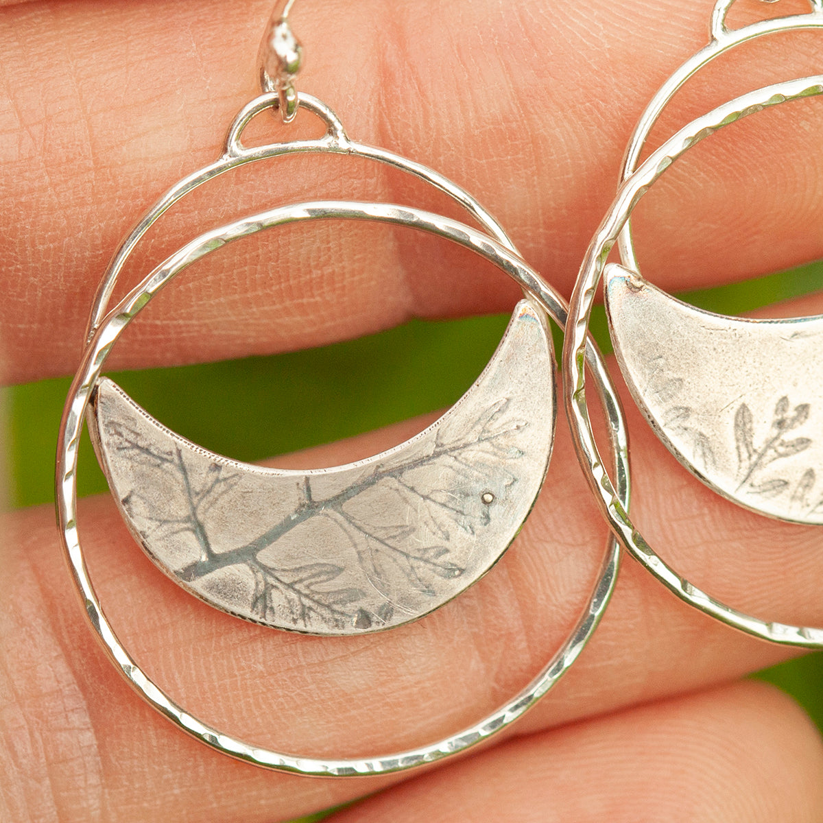 OOAK • Vegetal Moon earrings #22 • sterling silver (ready-to-ship)