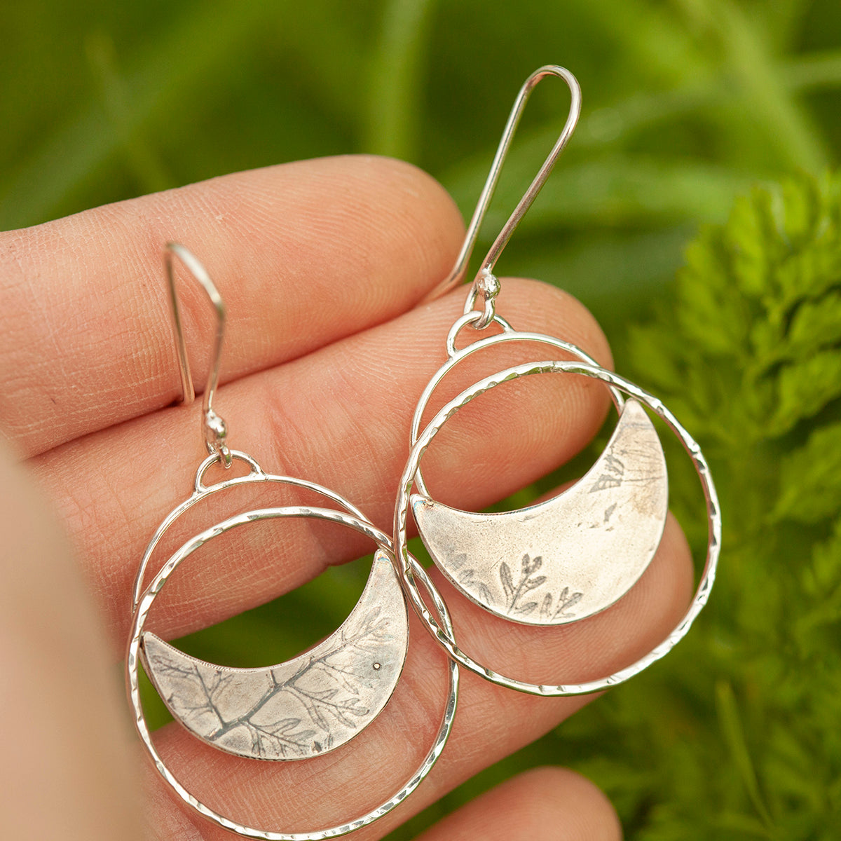 OOAK • Vegetal Moon earrings #22 • sterling silver (ready-to-ship)