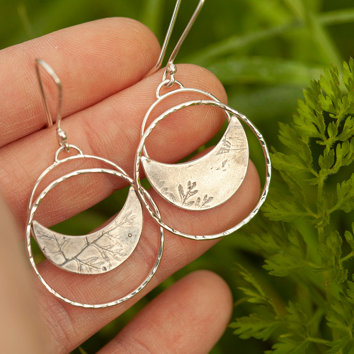 OOAK • Vegetal Moon earrings #22 • sterling silver (ready-to-ship)