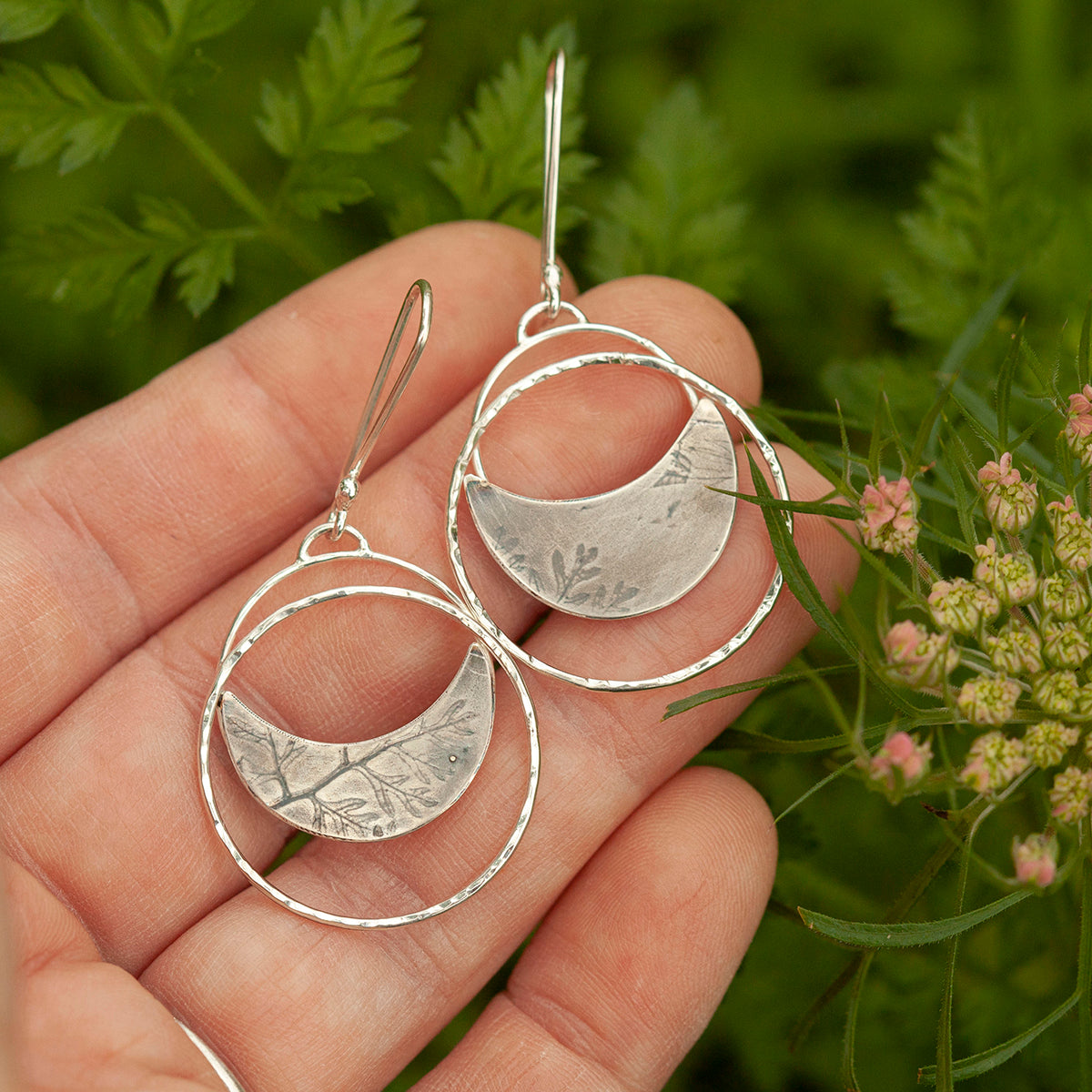 OOAK • Vegetal Moon earrings #22 • sterling silver (ready-to-ship)